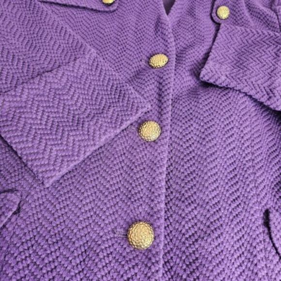 Joan Rivers‎ Women's Size Small Purple Pea Coat Long Sleeve Lined Gold Buttons - Picture 8 of 13